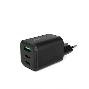 Musthavz 3 Port PD Nano Charger 2xUSB-C/USB-A 65W, black